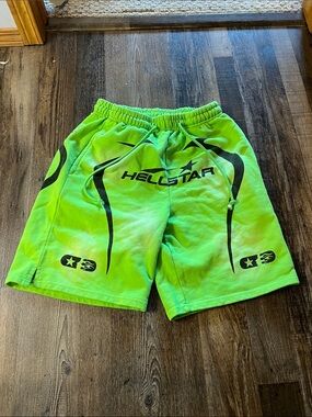 Hellstar Men's Neon Green Athletic Shorts with Drawstring Waist